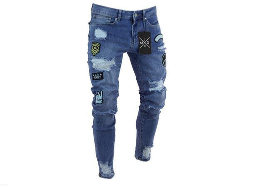 Pantalones Vaqueros Rotos con Parches - Image 2