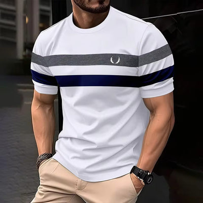 Playera Hombre Estampado Geométrico 3D Rayas Contrastantes Suelta Transpirable - Image 12