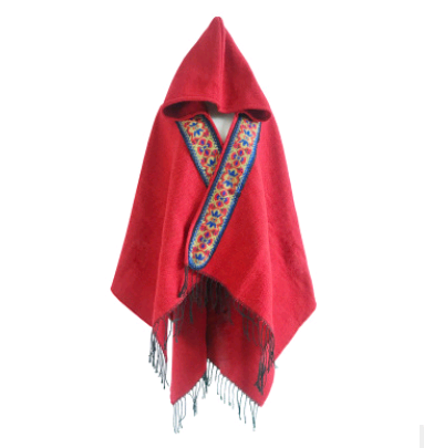 Poncho Tibetano con Capucha - Abrigo Tradicional Cálido para Viajes