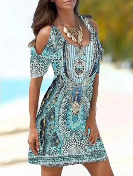 Vestido de Cuello Redondo con Cutout y Estampado Fashion - Image 2