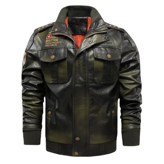 Chaqueta de Cuero para Hombre Cuello Alto Ajustada - Image 2