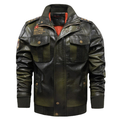 Chaqueta de Cuero para Hombre Cuello Alto Ajustada - Image 2
