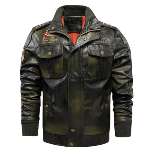 Chaqueta de Cuero para Hombre Cuello Alto Ajustada - Image 2