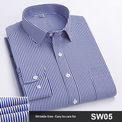 Camisa de Trabajo Manga Larga a Rayas Azules para Hombre - Image 9