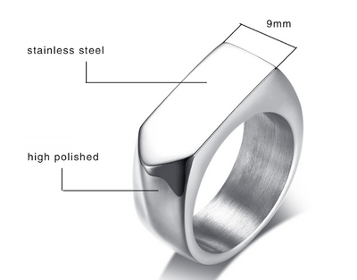 Anillo Cuadrado de Acero Inoxidable Negro para Hombre - Estilo Rock Vintage Hip Hop - Image 3