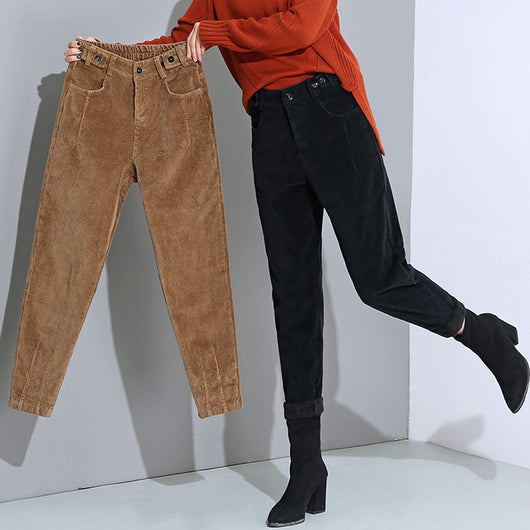 Pantalones de Pana Talle Alto Acolchados Casual - Image 5