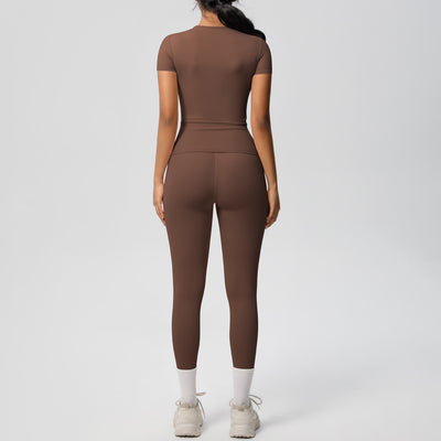 Conjunto Deportivo Mujer: Playera y Pantalón Yoga Cintura Alta - Image 37