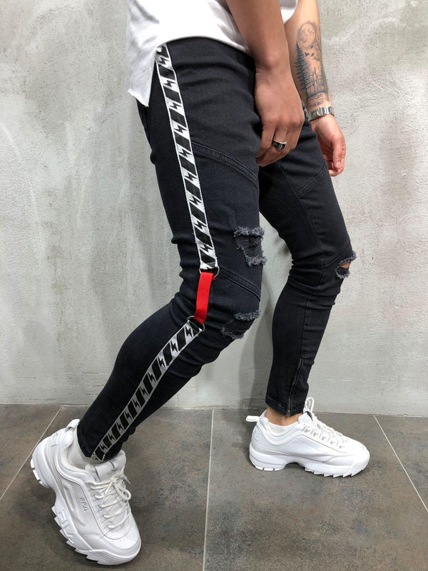 Jeans para Hombre con Detalles de Cinta