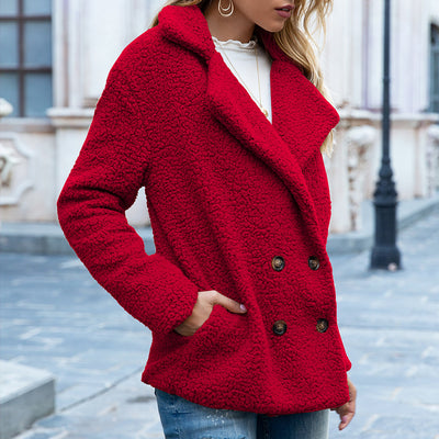Abrigo de Mujer Otoño Invierno con Solapas de Felpa y Bolsillos - Image 24
