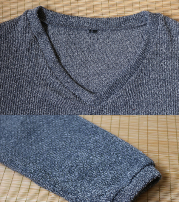 Suéter Suelto de Cuello en V y Manga Larga para Otoño e Invierno