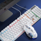 Teclado blanco con luz arcoíris + mouse