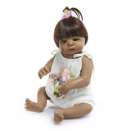 Muñeca de Silicona Realista Piel Oscura para Niños