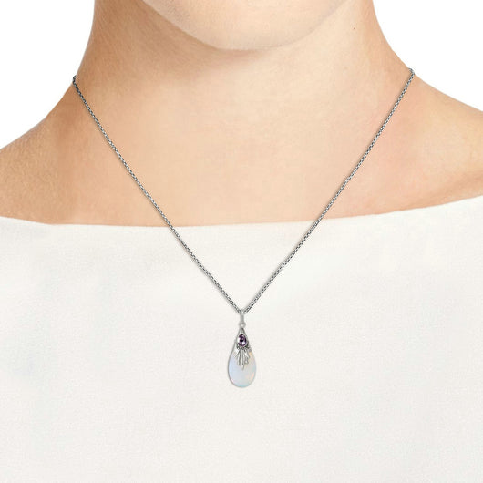 Collar Colgante Lágrima de Piedra de Luna con Circonia - Joyería de Plata para Mujer - Image 2