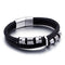 Pulsera de Cuero para Hombre Acero Inoxidable Dorado con Cierre Magnético