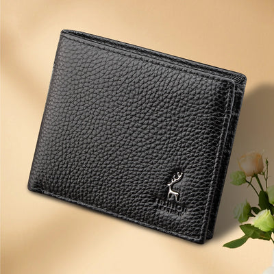 Billetera Bifold Corta para Hombre en Cuero Genuino de Res Negro - Image 15