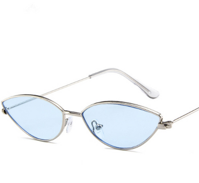 Retro cat eye sunglasses for women with bright yellow lenses and a sleek silver-tone metal frame. - Image 5