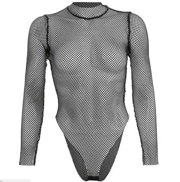 Body de Malla Calada para Fiestas