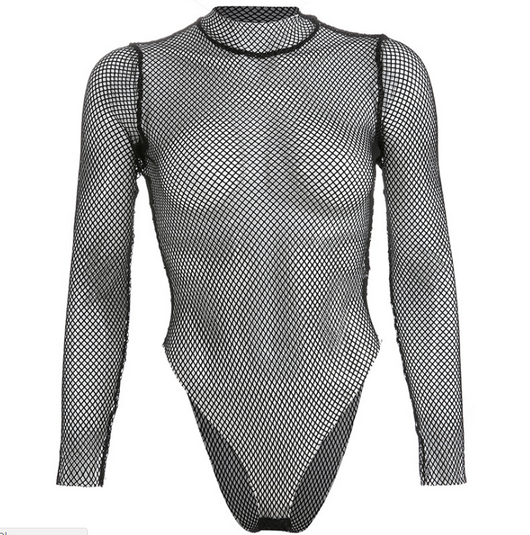 Body de Malla Calada para Fiestas