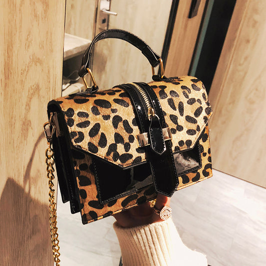 Bolso Bandolera Estampado Leopardo Estilo Coreano con Cadena y Cierre - Image 2