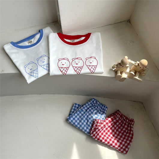 Conjunto Infantil Helado a Cuadros - Playera Manga Corta - Image 9