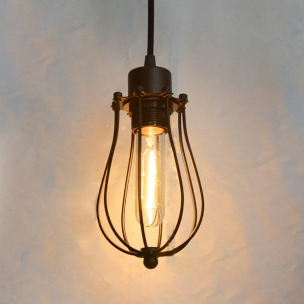 Lámpara Colgante Industrial Jaula de Hierro Forjado - Estilo Retro Rústico