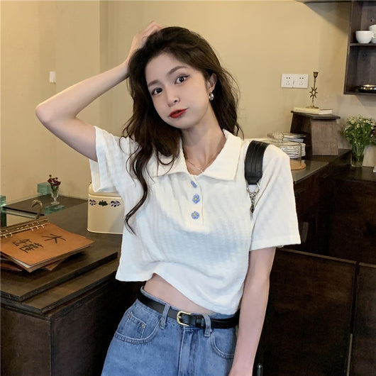 Camiseta Blanca Suelta de Manga Corta - Image 9