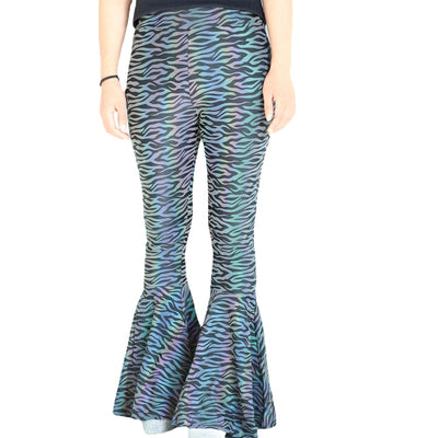 Pantalones Acampanados Reflectantes de Cintura Alta para Mujer - Image 5