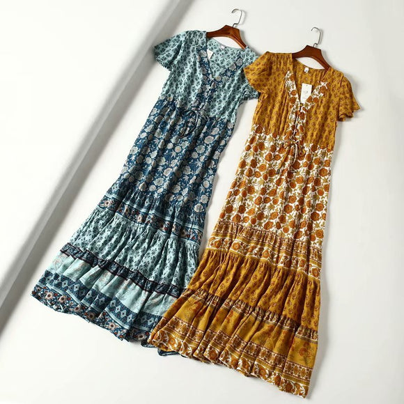 Vestido Corto Escote V Manga Corta Estilo Festivo