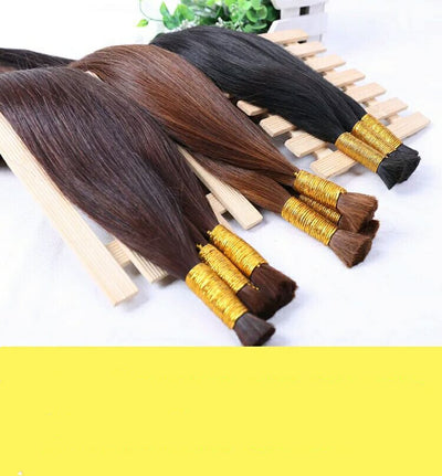 Peluca Larga Lisa con Hebilla de Cristal Trenzado para Mujer