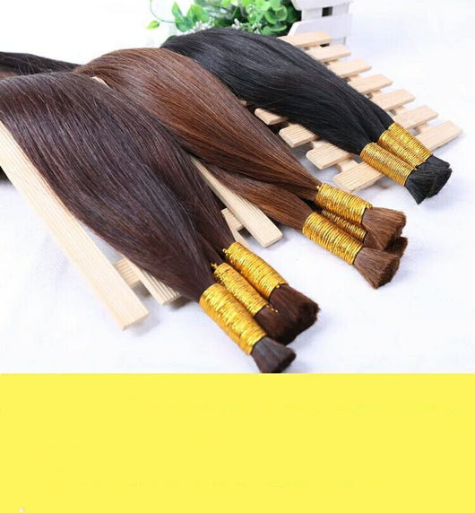 Peluca Larga Lisa con Hebilla de Cristal Trenzado para Mujer