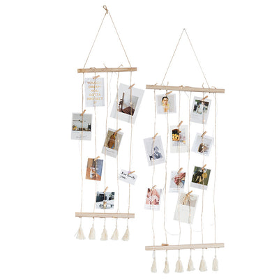 Mural de Fotos Decorativo con Pinzas y Cuerda - Diseño Creativo Personalizable