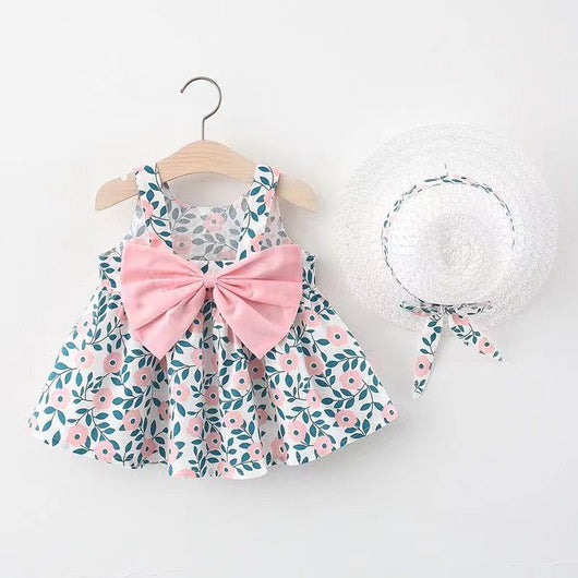 Vestido Infantil Estampado con Tirantes y Moño - Colección Verano - Image 10