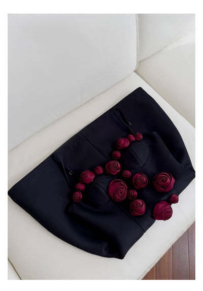 Falda Suspender Estilo Socialité Francesa con Cintura Ajustada y Flores - Image 9