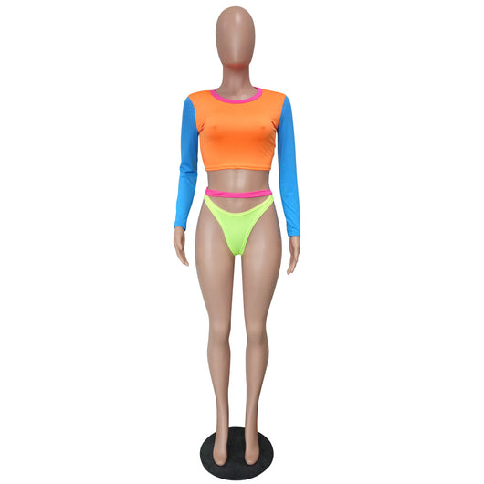 Traje de Baño Bicolor con Contraste de Moda Europea y Americana - Image 4