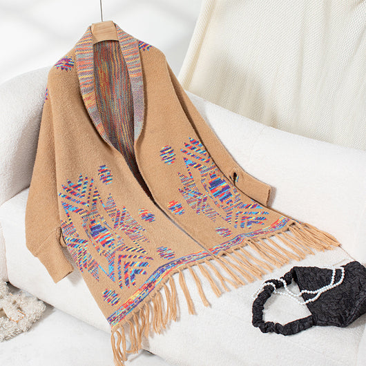Rebozo Étnico Geométrico Pop con Borlas Artesanales - Image 6