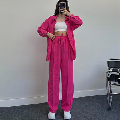 Conjunto Elegante de Blusa y Pantalón Liso para Mujer - Image 16