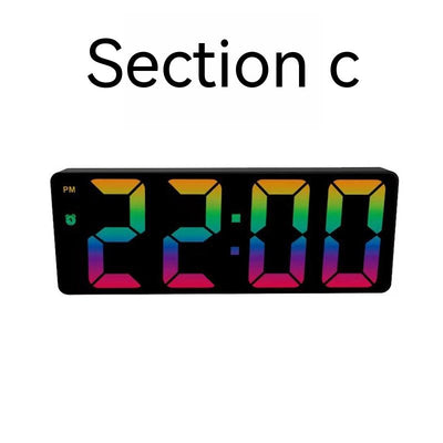 Modern rectangular digital alarm clock with a mirrored face and large, colorful LED numbers displaying the time. - Image 20