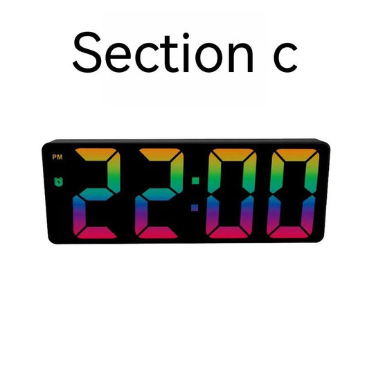 Modern rectangular digital alarm clock with a mirrored face and large, colorful LED numbers displaying the time. - Image 20