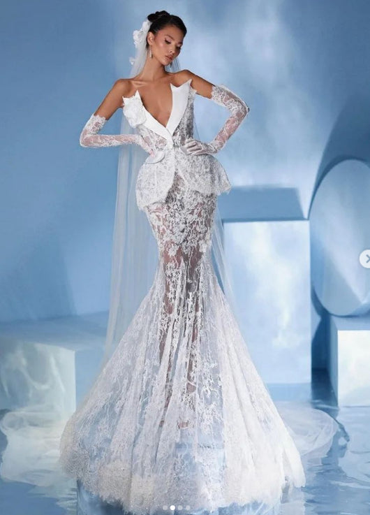 Falda Larga Sirena con Encaje Secuenciado y Cintura Alta - Image 15