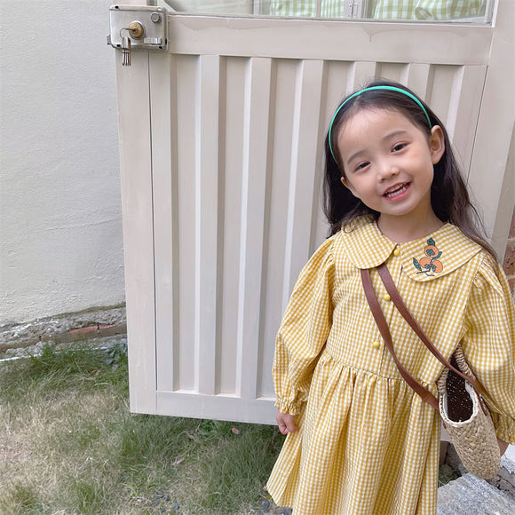 Vestido Infantil Estilo Coreano a Cuadros para Niñas