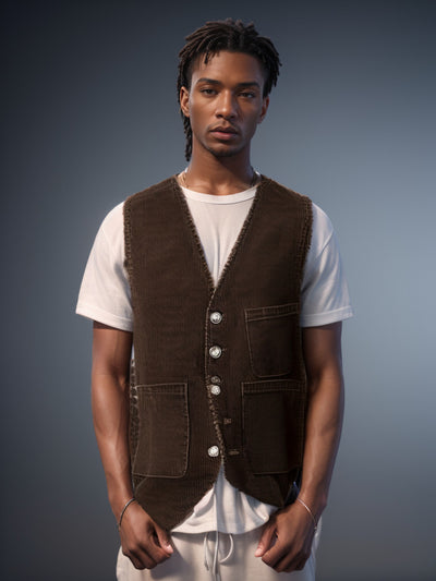 Chaleco de Pana para Hombre con Diseño de Patchwork - Primavera Otoño - Image 17
