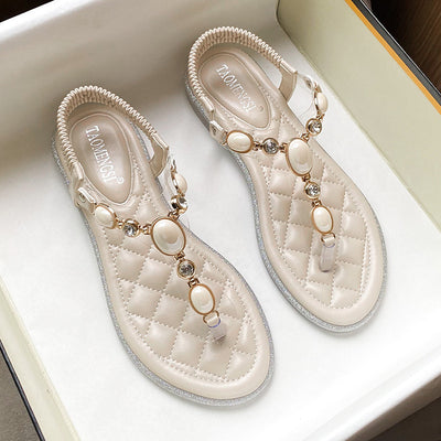 Chanclas Planas con Strass Estilo Romano Talla Grande - Image 8