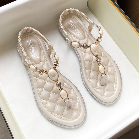 Chanclas Planas con Strass Estilo Romano Talla Grande - Image 8