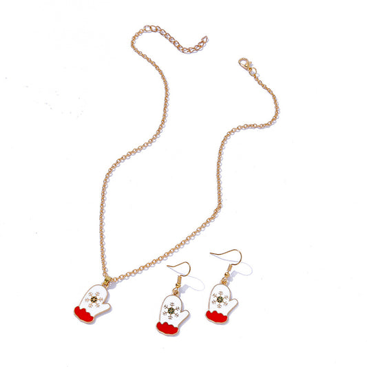 Aretes y Collar Navideños Botas de Muñeco de Nieve