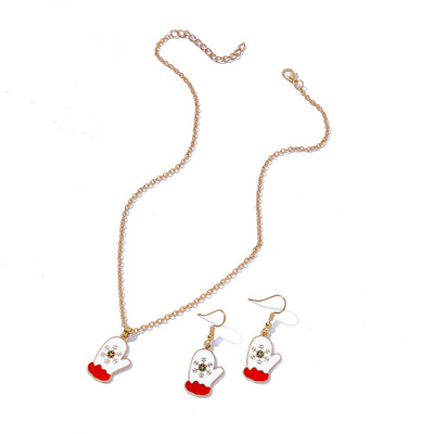 Aretes y Collar Navideños Botas de Muñeco de Nieve