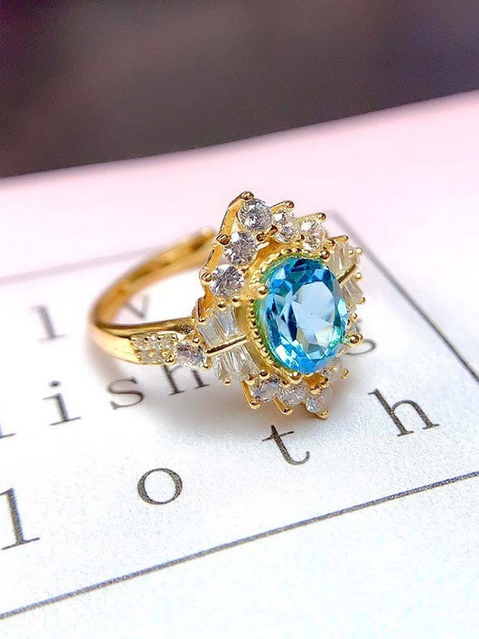 Anillo de Plata 925 con Topacio Azul - Joya de Moda Elegante - Image 5