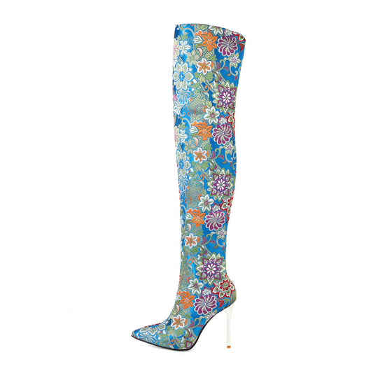 Botas Over-the-Knee Bordadas con Tacón Stiletto y Cierre Posterior - Image 22