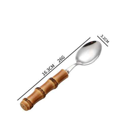 Juego de Cubiertos para Carne Bambú con Acero Inoxidable 304 - Image 2
