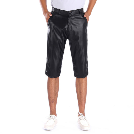 Pantalones Cortos de Cuero Stretch Tejidos Cinco y Seis Puntos para Hombre - Verano - Image 5