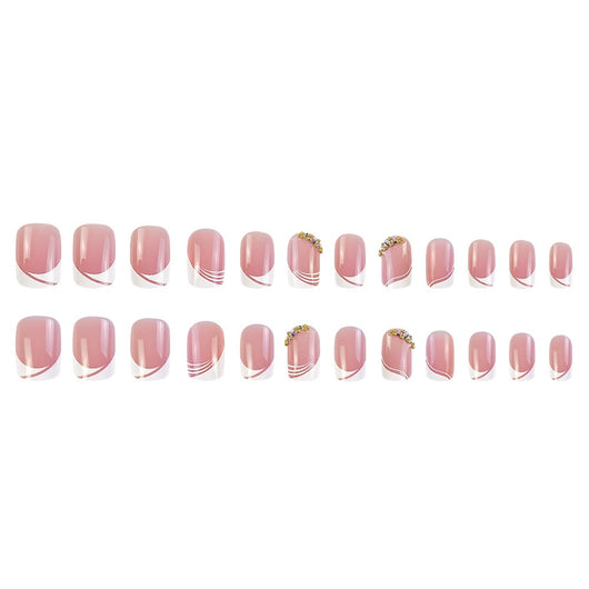 Uñas Francesas Cortas con Strass - Diseño Puro y Elegante - Image 10
